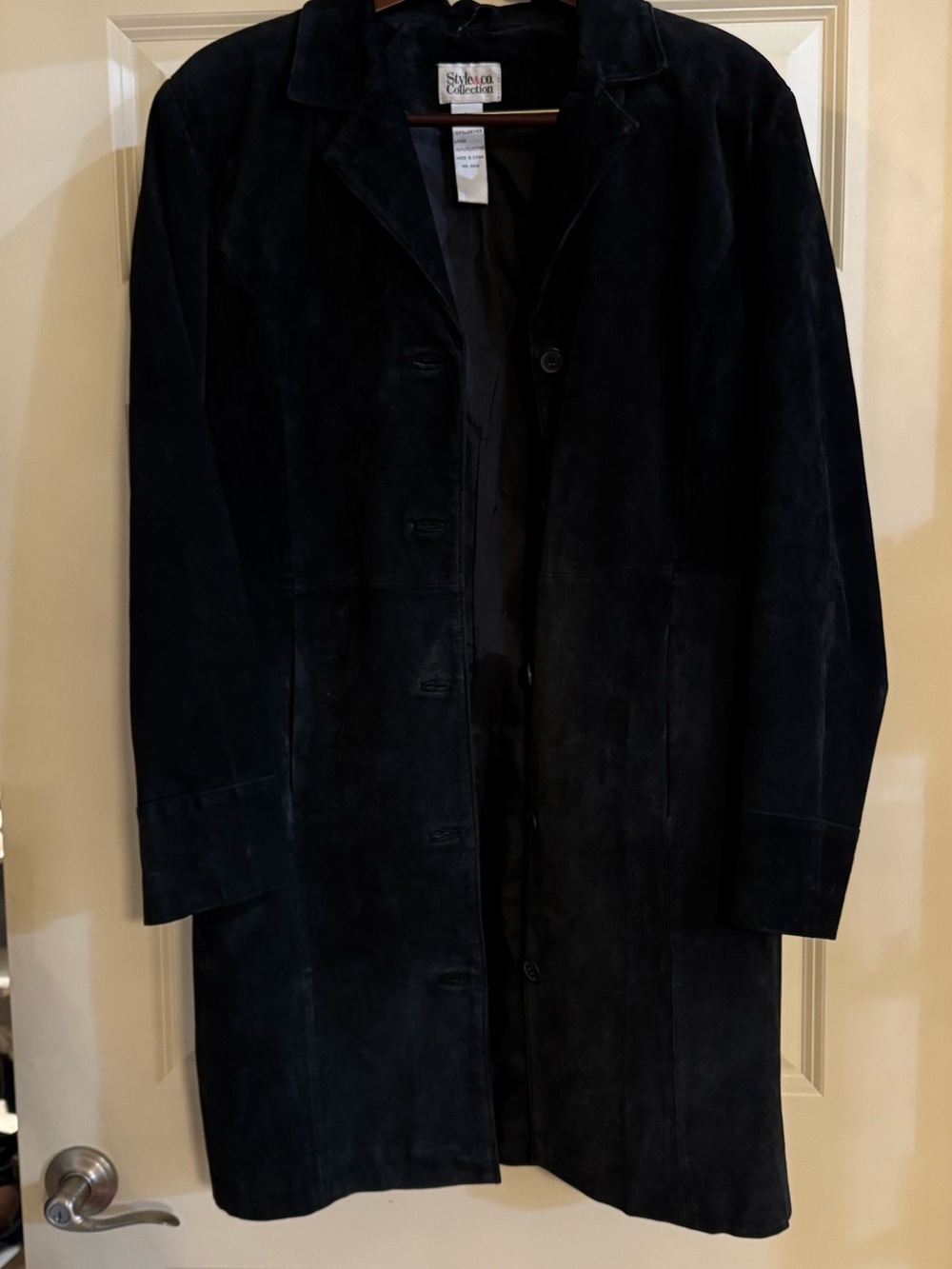 Style & Co. Black Suede Trench Coat